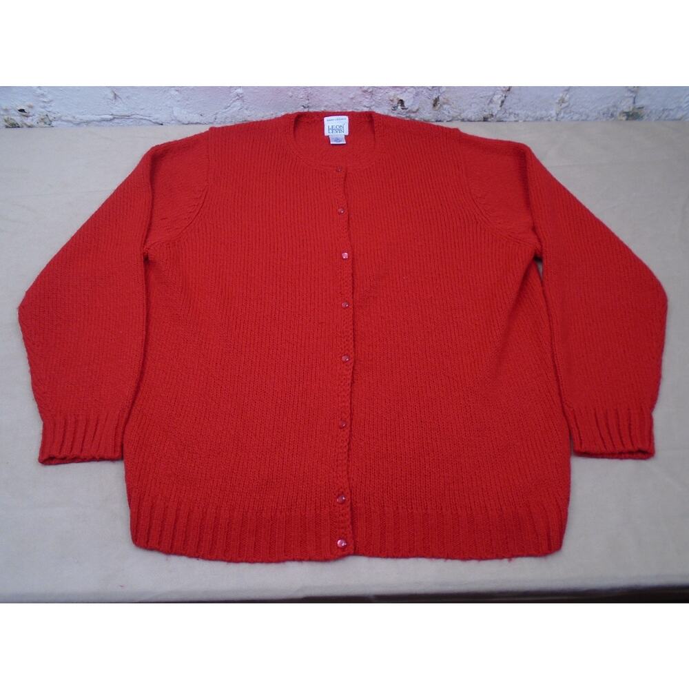 VTG Leon Levin Hand Loomed Cardigan Sweater Pink Grannycore Cottagecore Sz XL